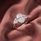 18K Trilogy Oval Diamond Ring — AI cloth, in-house