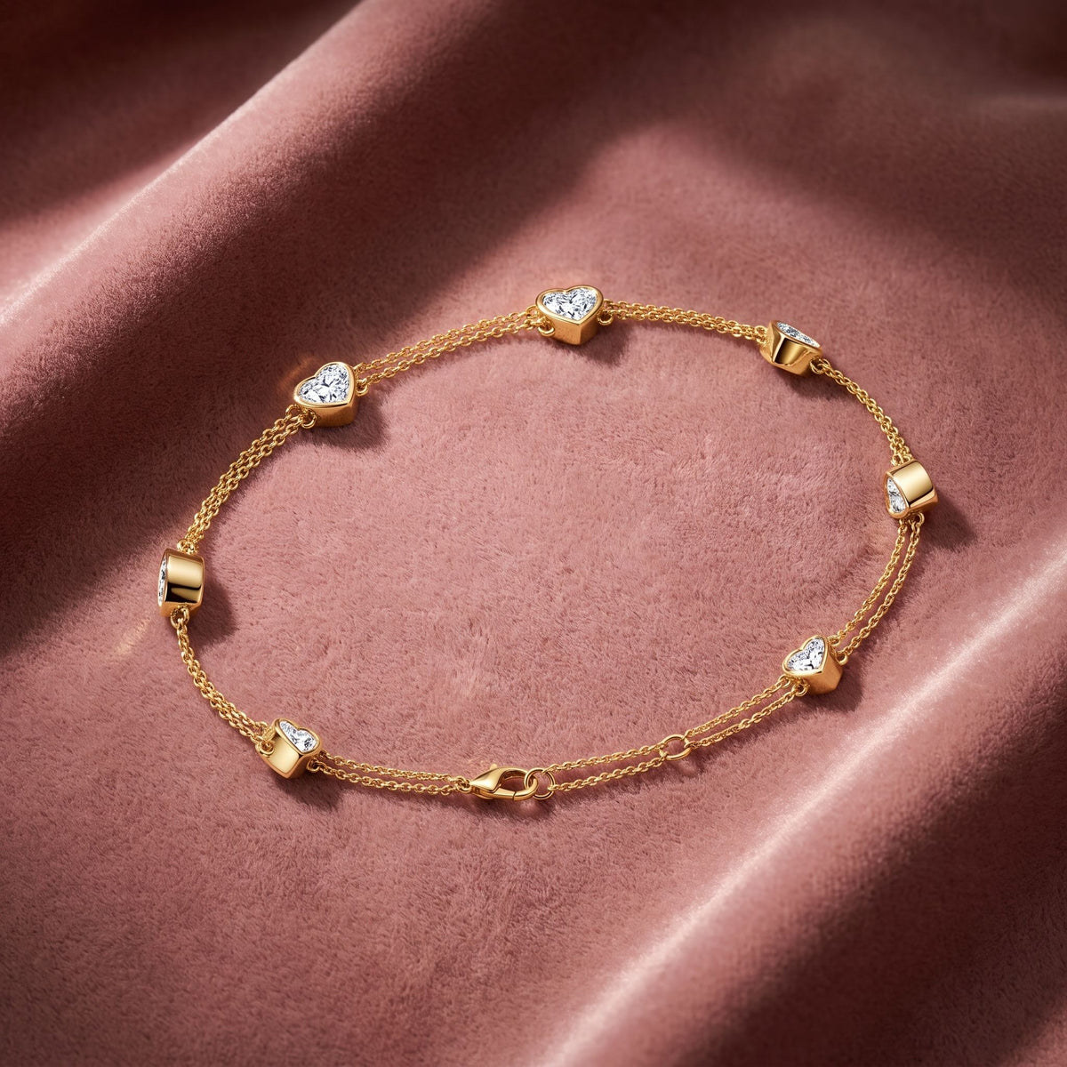 14K Heart Diamond Bracelet — AI cloth, in-house
