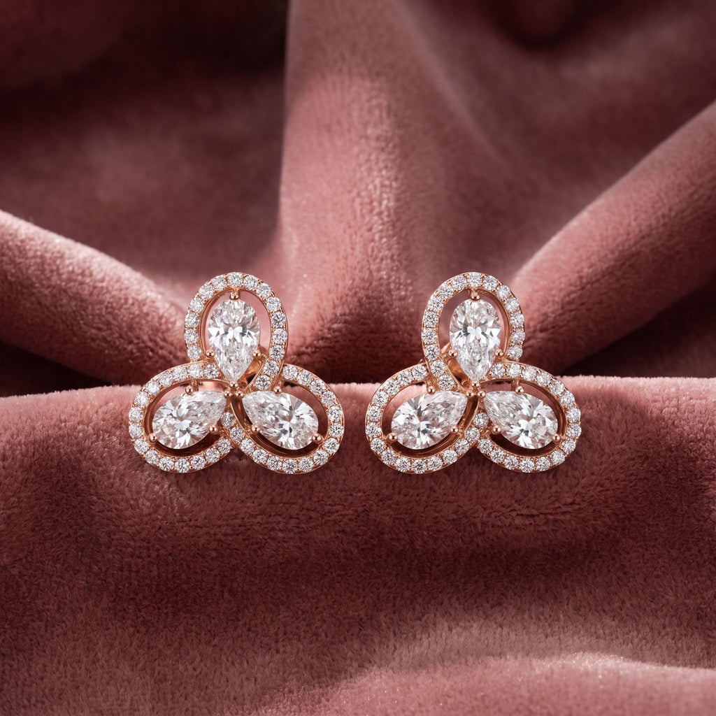 14K Pear Diamond Earrings — AI cloth, in-house