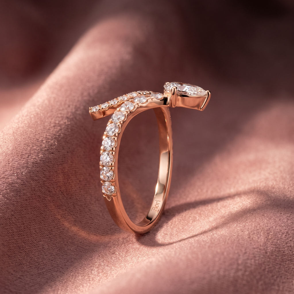 18K Pear Diamond Ring — AI cloth, in-house