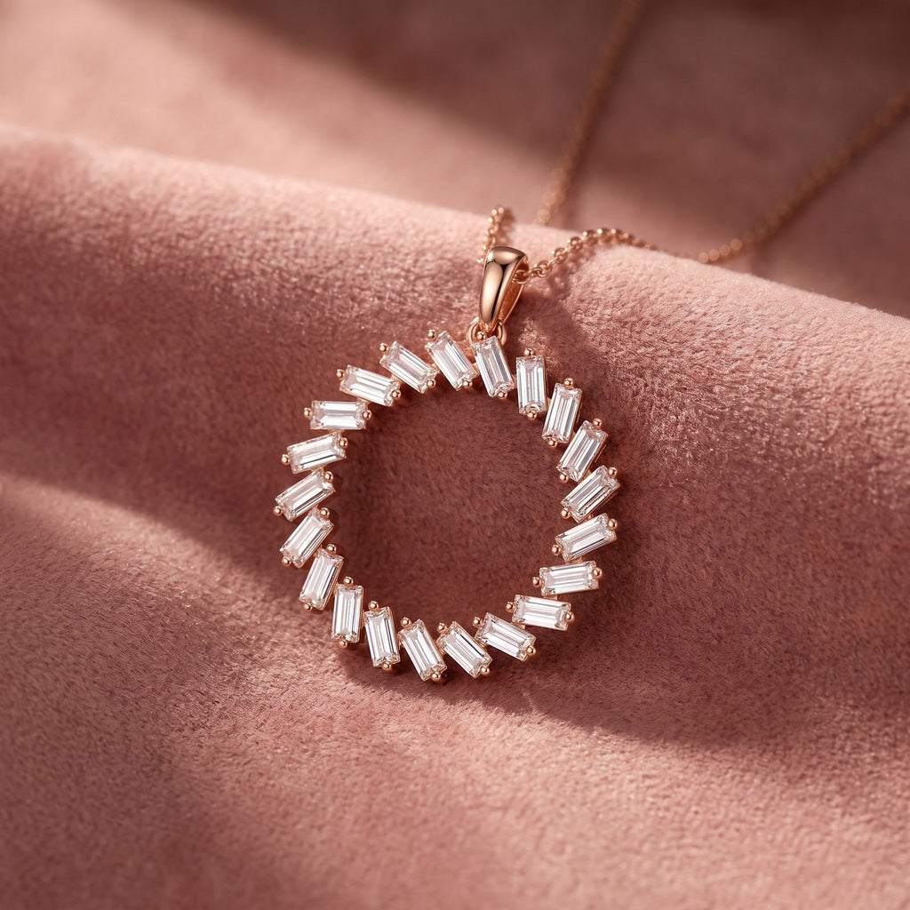 18K Bespoke Baguette Diamond Pendant — AI cloth, in-house