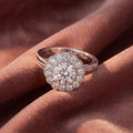 18K Halo Round Diamond Engagement Ring — AI cloth, in-house