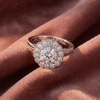 18K Halo Round Diamond Engagement Ring — AI cloth, in-house