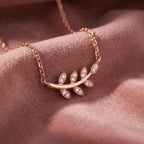18K Floral Leaf Diamond Pendant — AI cloth, in-house