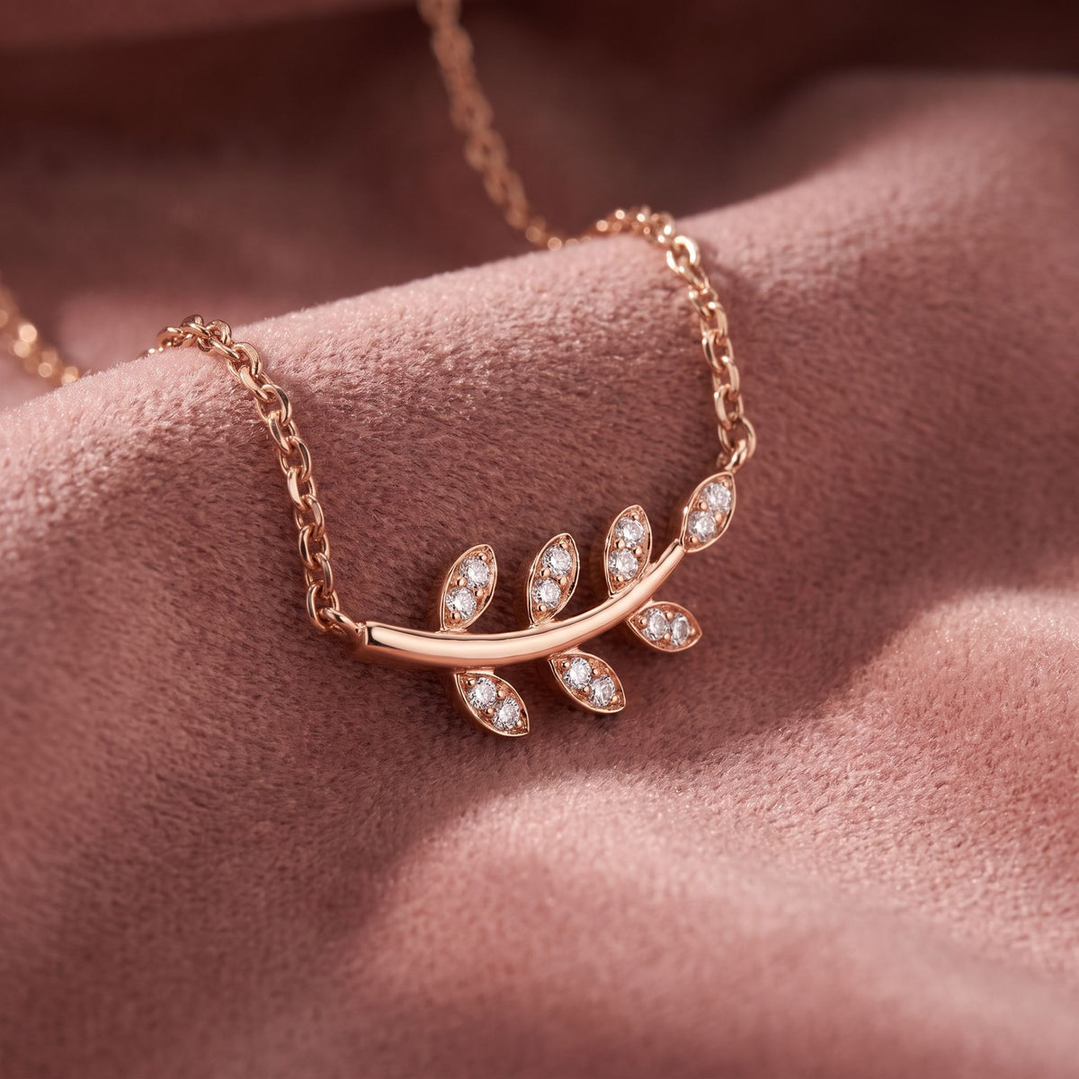 18K Floral Leaf Diamond Pendant — AI cloth, in-house