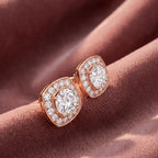 18K Halo Lab Grown Diamond Earrings — AI cloth, in-house