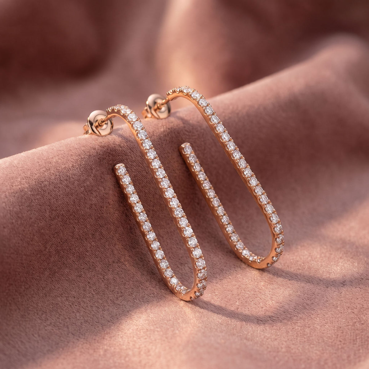 18K Round Drop Bespoke Diamond Earrings — AI cloth, in-house