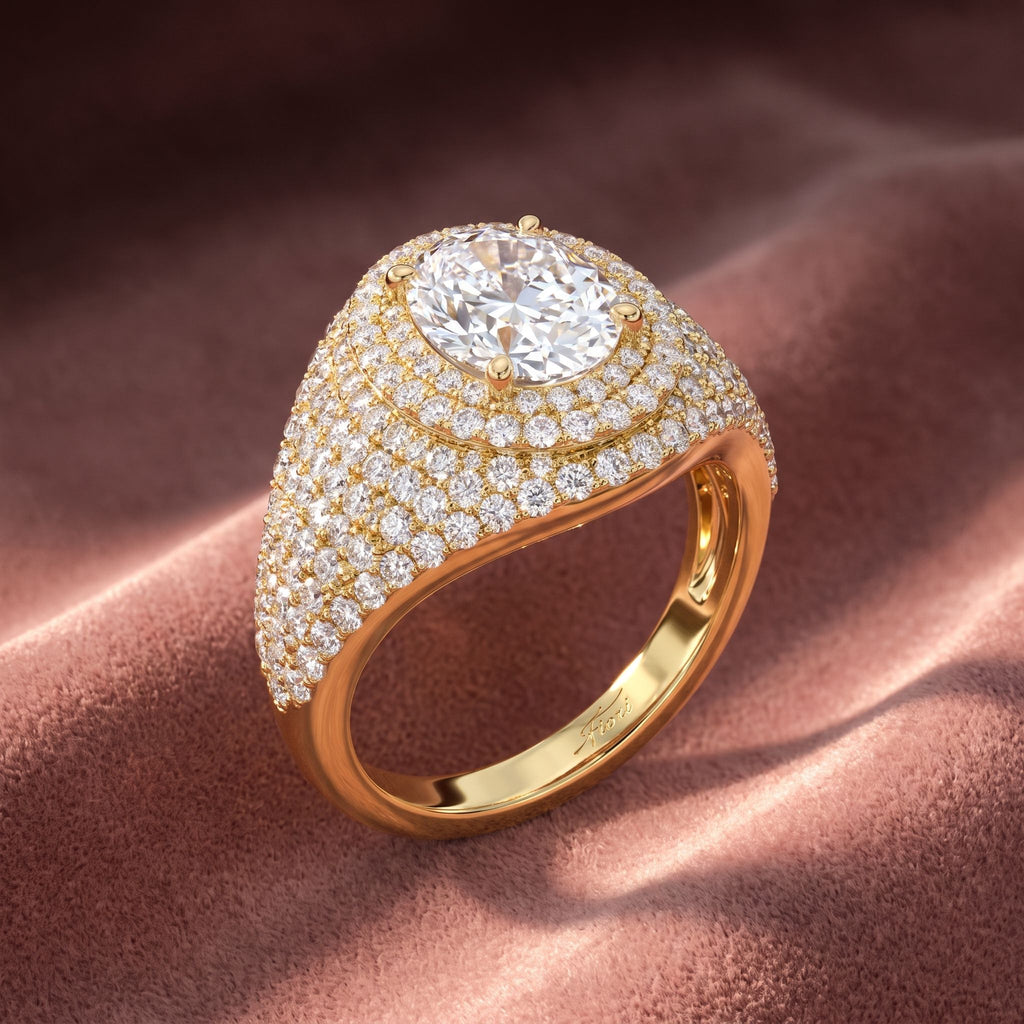 18K Oval Halo Diamond Engagement Ring — AI cloth, in-house