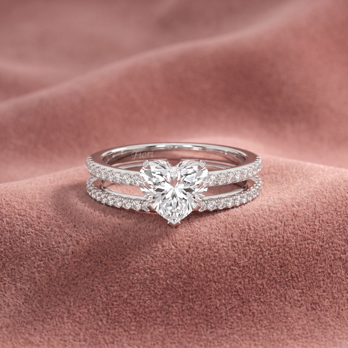 18K Heart Diamond Engagement Ring — AI cloth, in-house