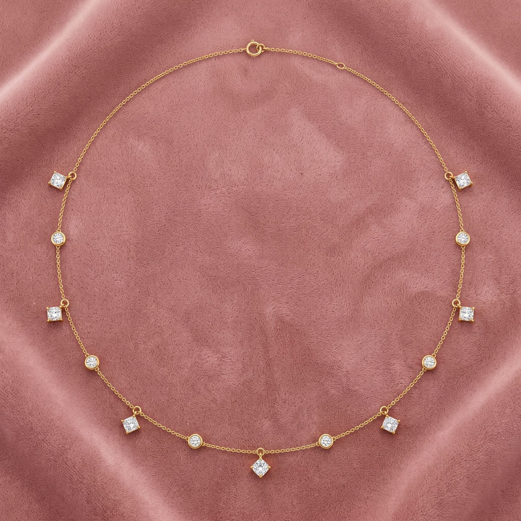 18K Floral Cluster Diamond Necklace — AI cloth, in-house
