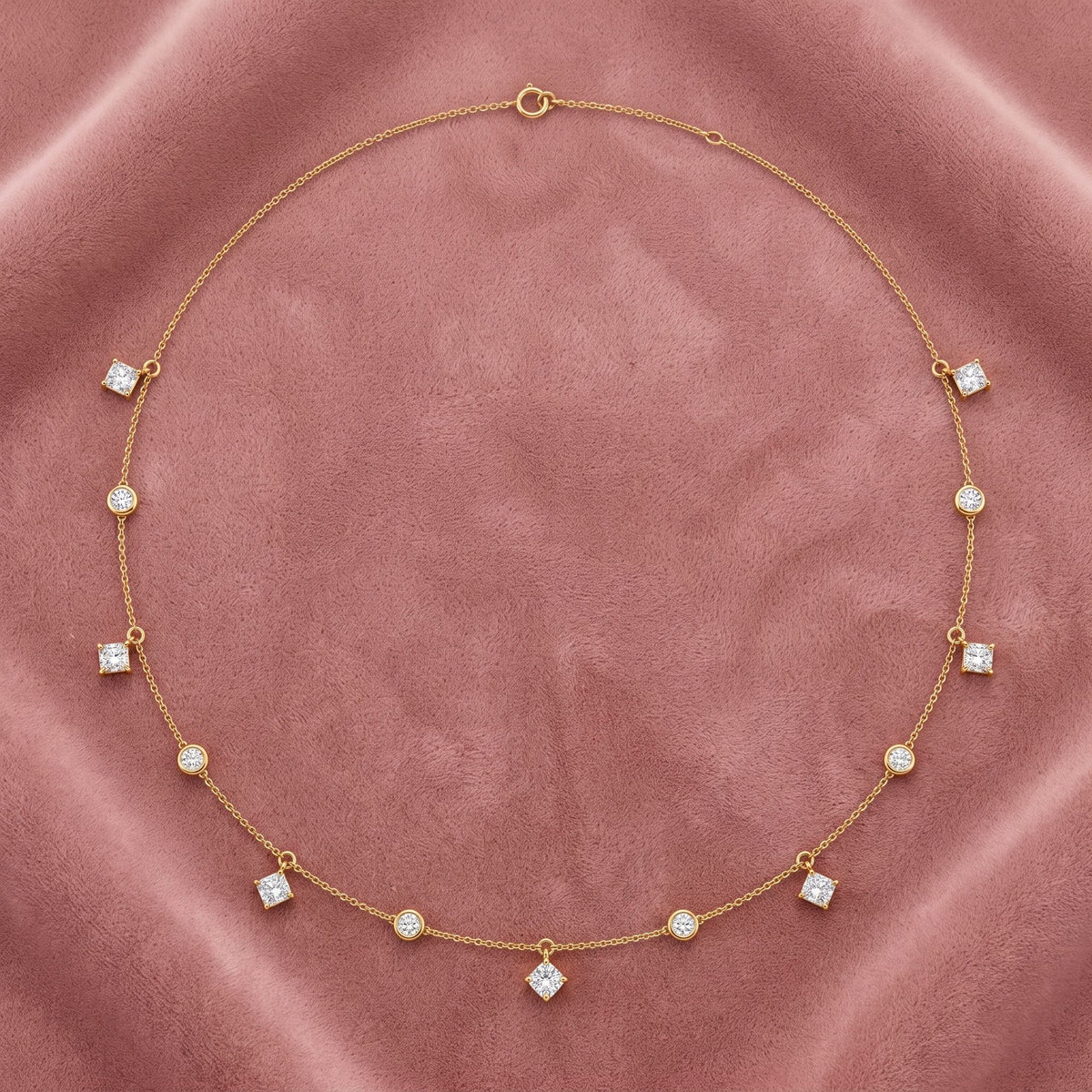 18K Floral Cluster Diamond Necklace — AI cloth, in-house