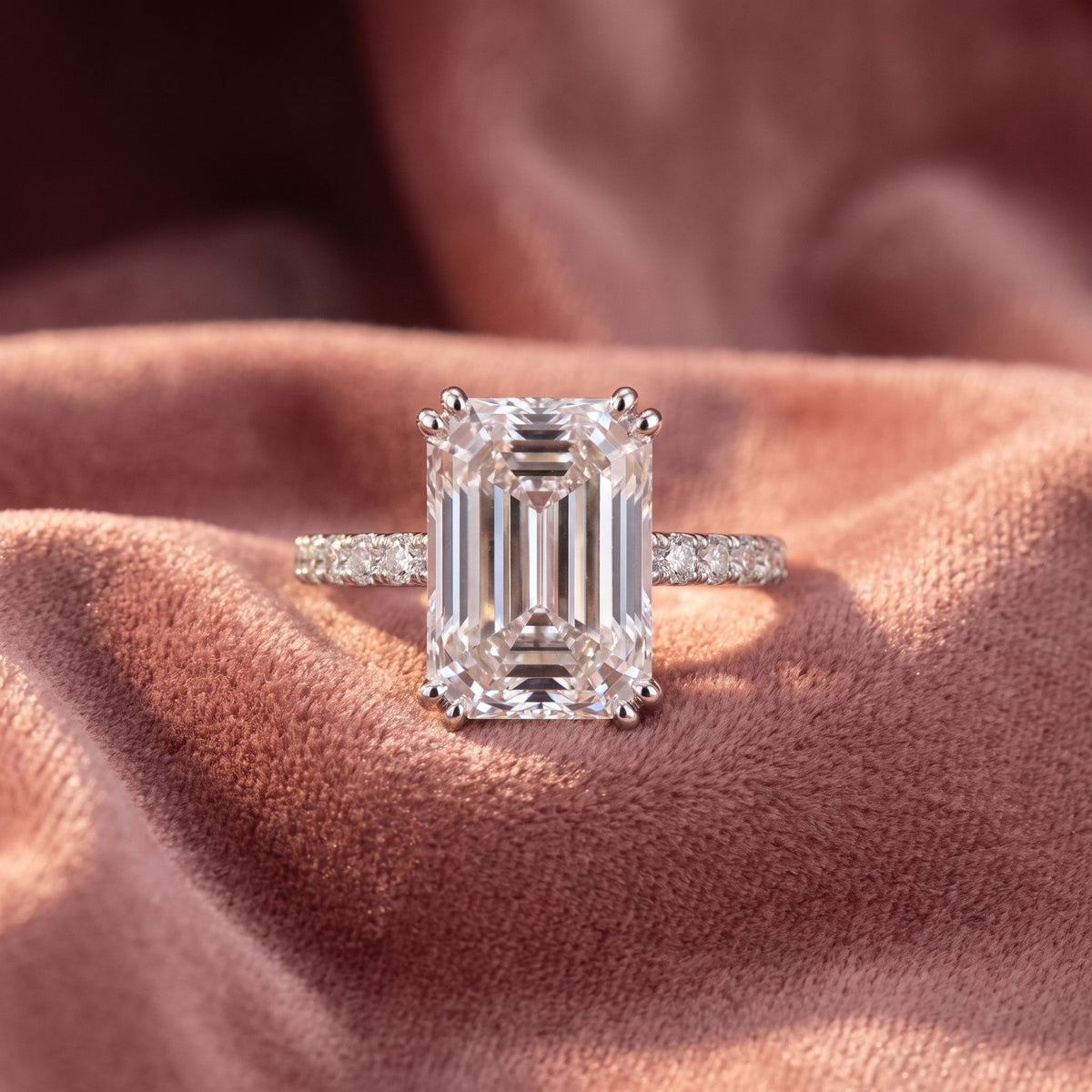 18K Solitaire Emerald Diamond Engagement Ring — AI cloth, in-house