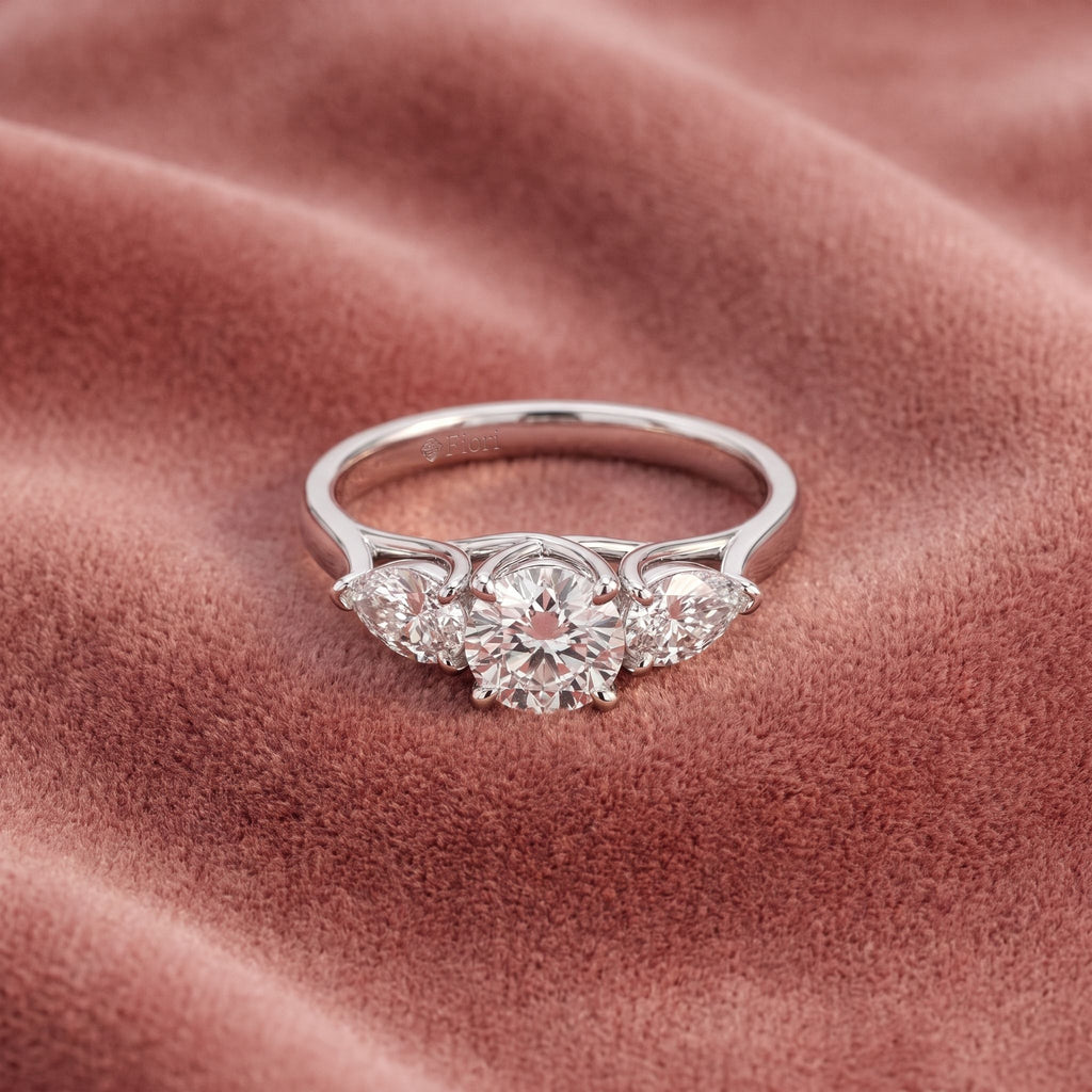 18K Trilogy Diamond Ring — AI cloth, in-house
