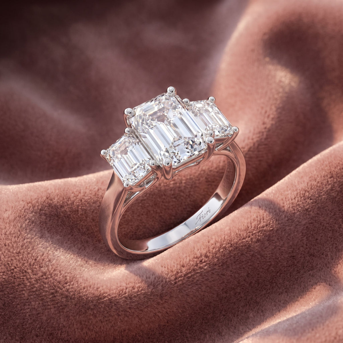 18K Trilogy Diamond Engagement Ring — AI cloth, in-house