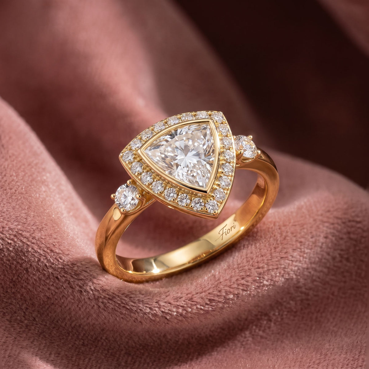 18K Halo Trillion Diamond Engagement Ring — AI cloth, in-house