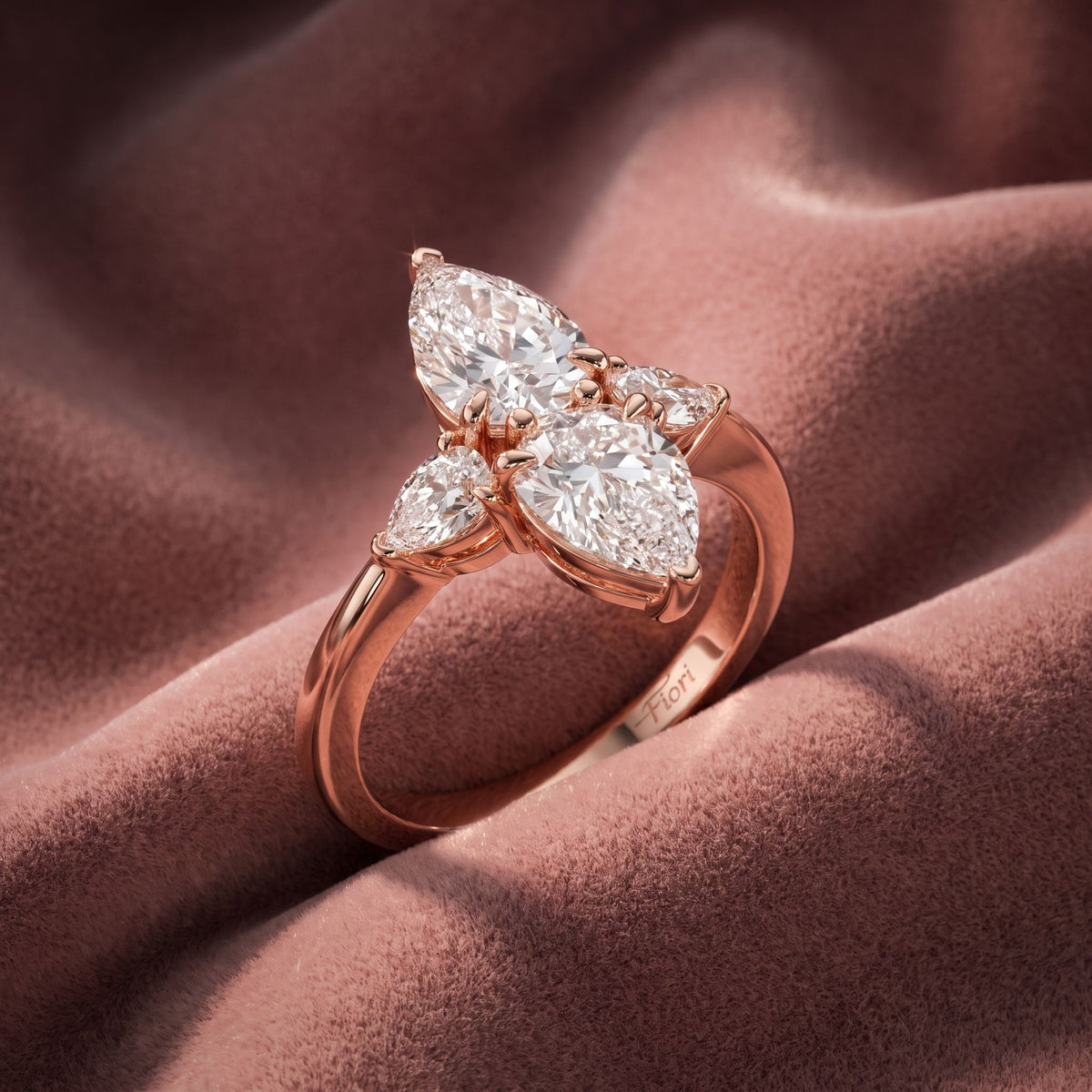 18K Pear Cluster Diamond Ring — AI cloth, in-house