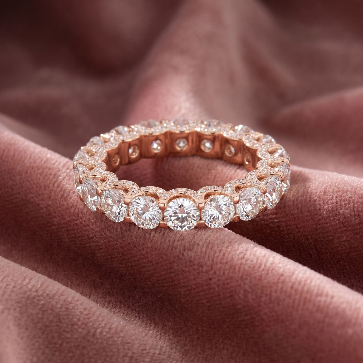 18K Full Eternity Round Diamond Ring — AI cloth, in-house