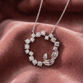 18K Wreath Leaf Round Diamond Pendant — AI cloth, in-house
