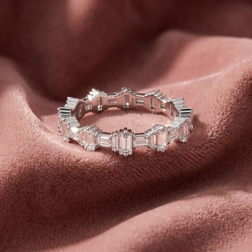 18K Baguette Eternity Diamond Ring — AI cloth, in-house