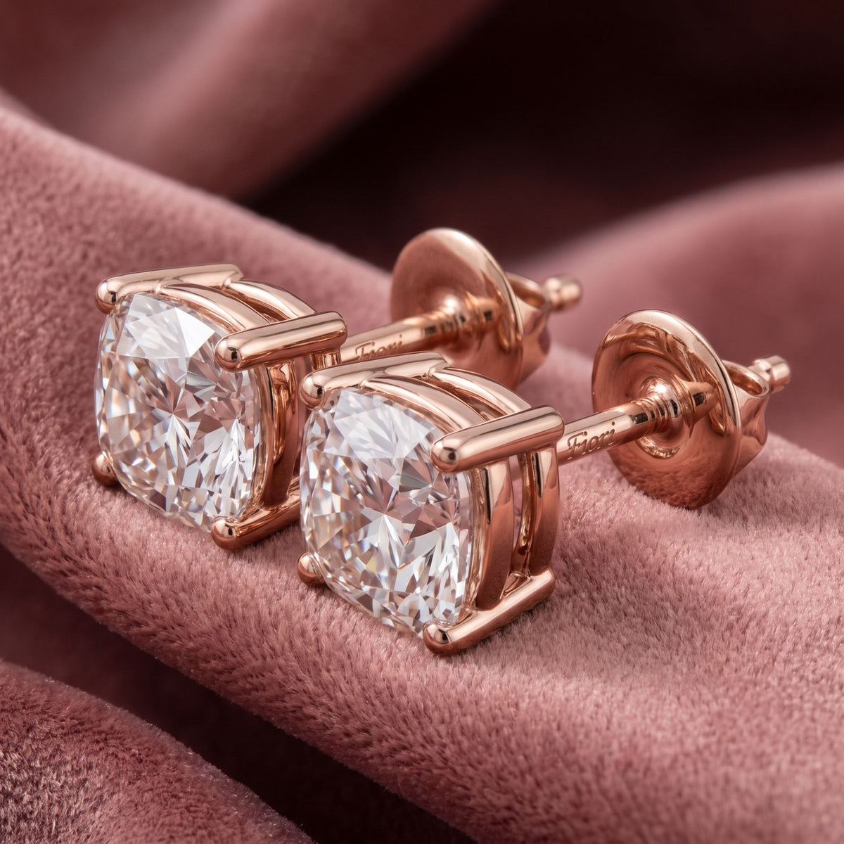 18K Solitaire Round Diamond Earrings — AI cloth, in-house