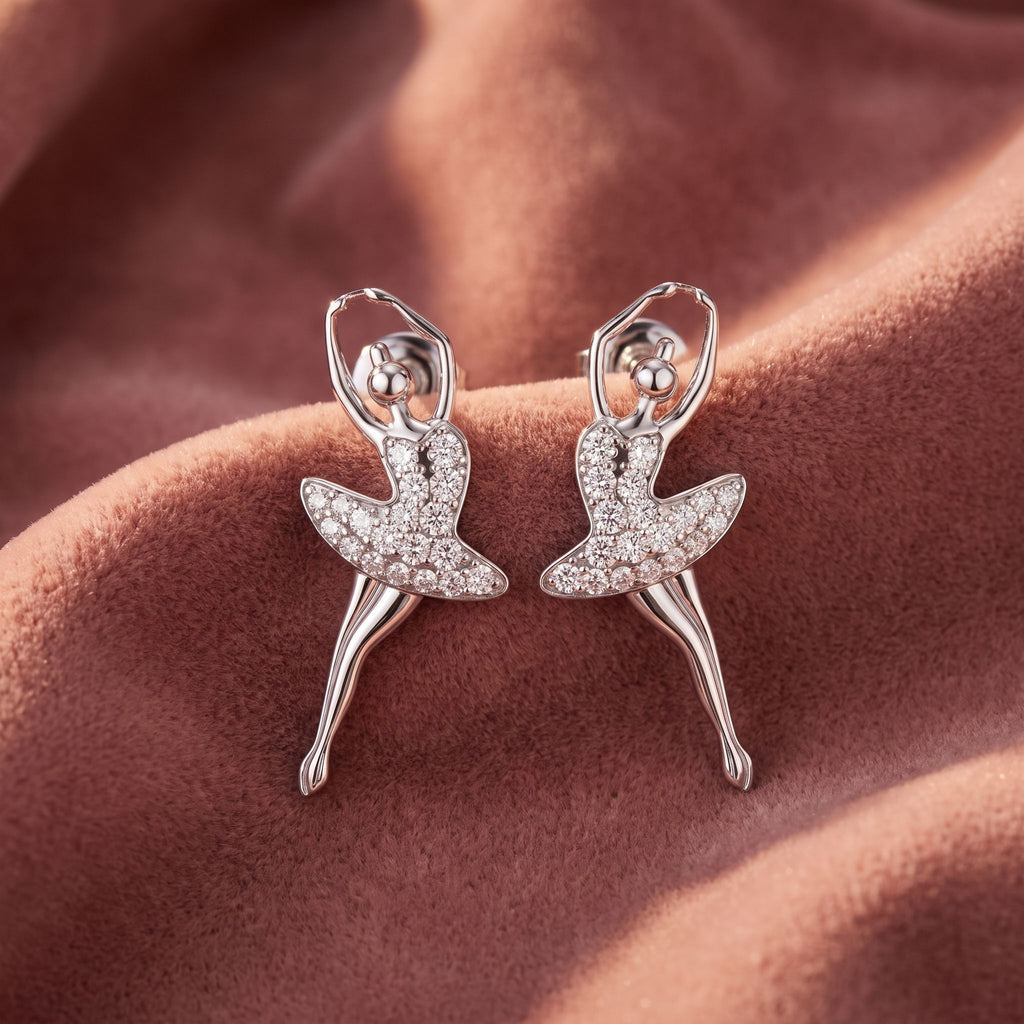 18K Dancing Lady Diamond Earrings — AI cloth, in-house