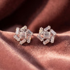 18K Baguette Diamond Cluster Stud Earrings — AI cloth, in-house