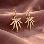 18K Leaf Diamond Drop Earrings — AI cloth, in-house