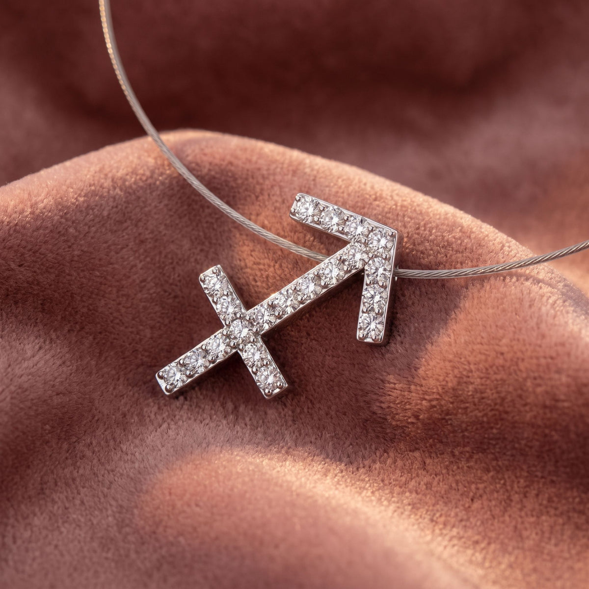 18K Zodiac Round Diamond Pendant — AI cloth, in-house