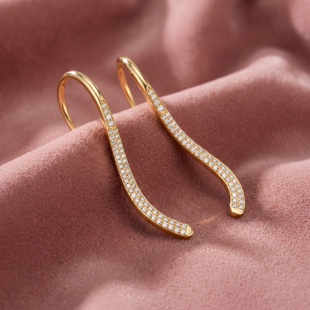 18K Pave Drop Diamond Earrings — AI cloth, in-house