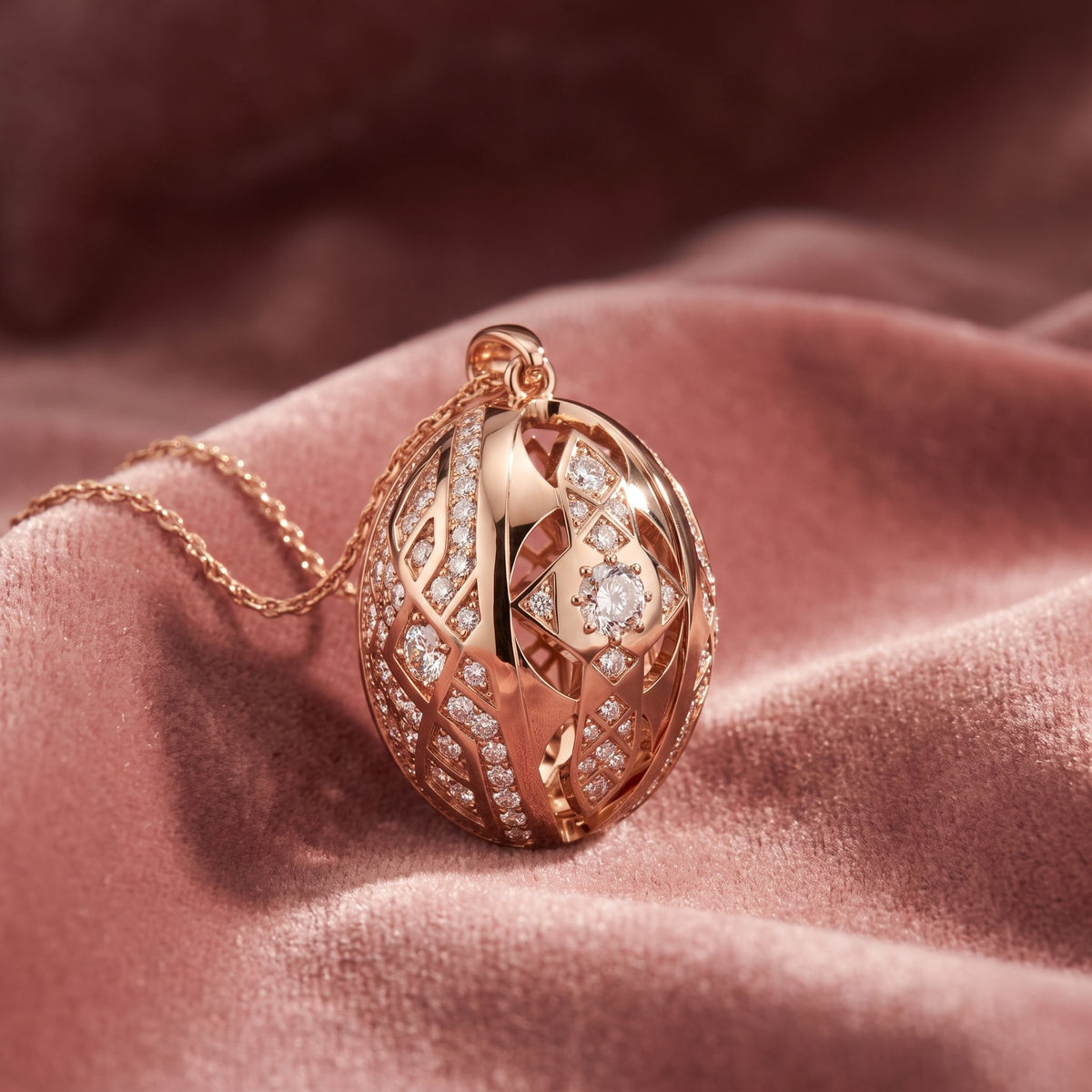 18K Bespoke Geometric Diamond Pendant — AI cloth, in-house