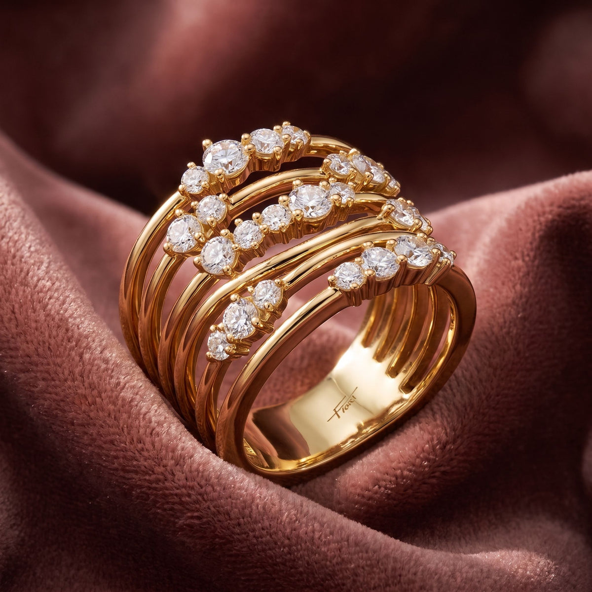 18K Bespoke Round Diamond Statement Ring — AI cloth, in-house