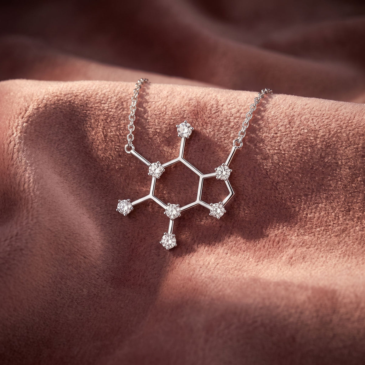 14K Molecule Round Diamond Pendant — AI cloth, in-house