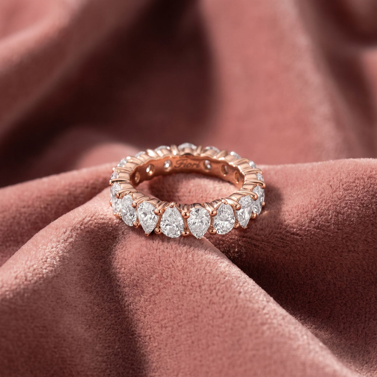18K Full Eternity Pear Diamond Ring — AI cloth, in-house