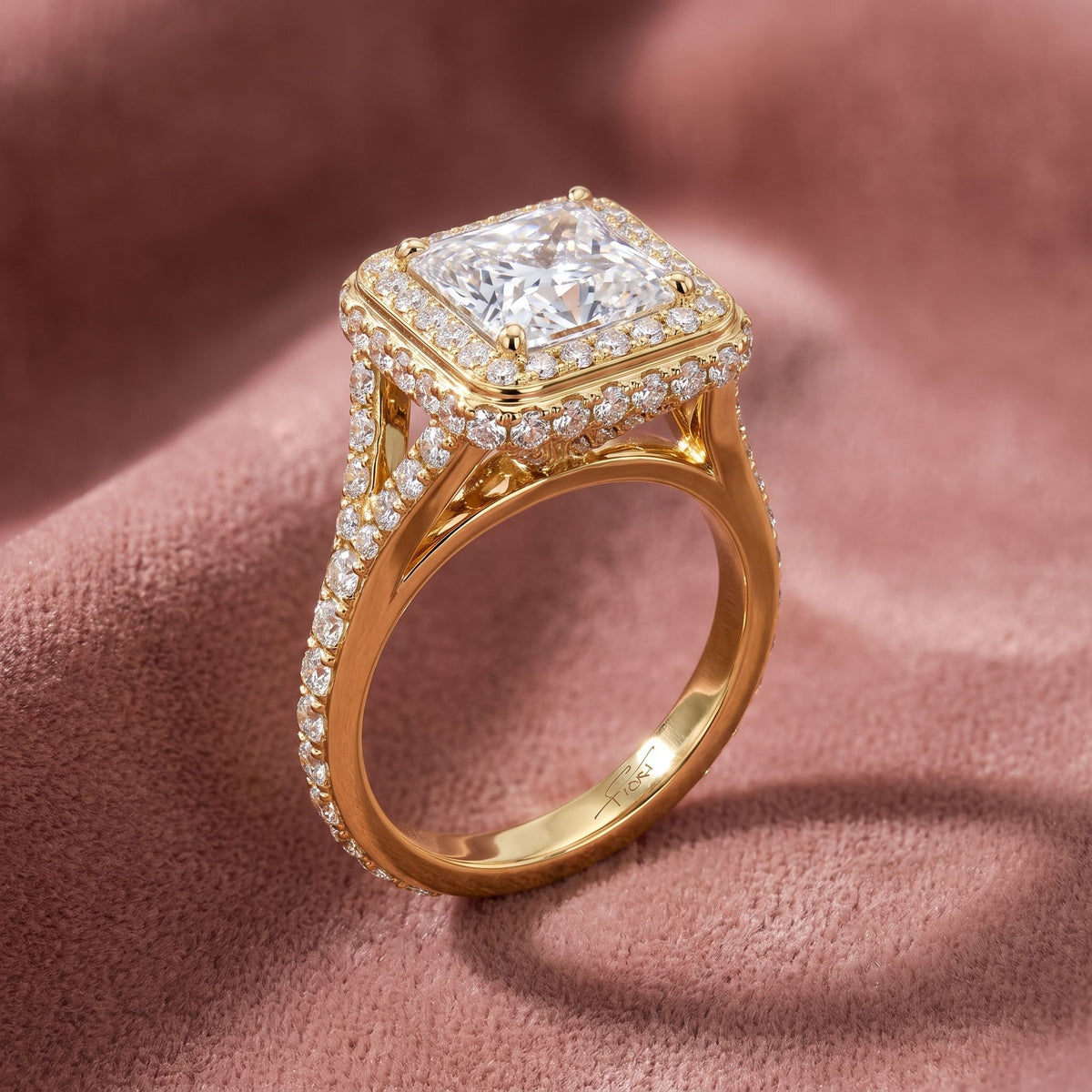 18K Halo Diamond Ring — AI cloth, in-house