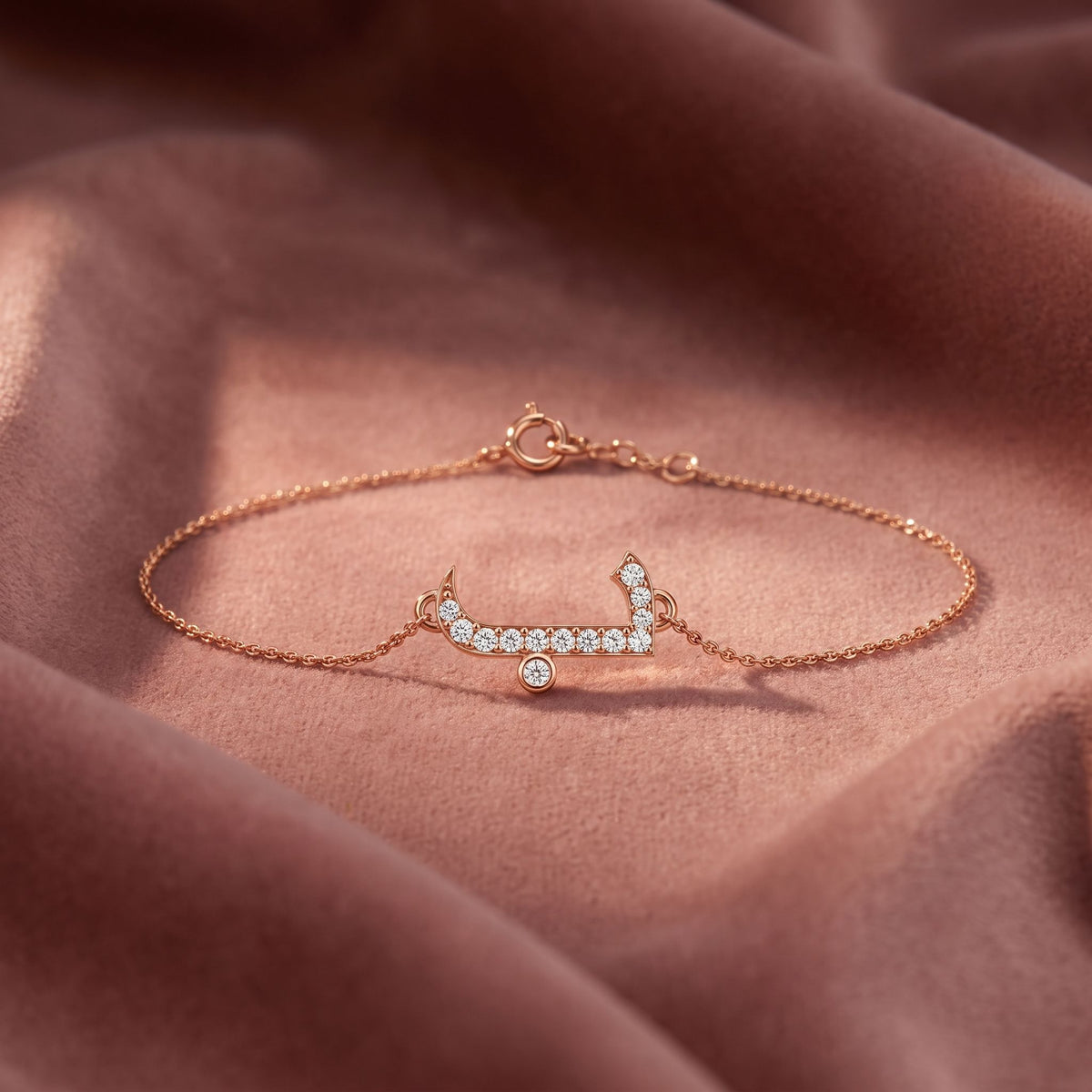 18K Arabic Alphabet Diamond Bracelet — AI cloth, in-house