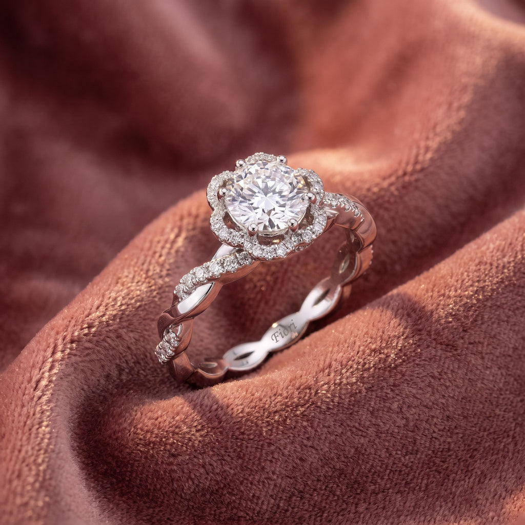 18K Solitaire Round Diamond Engagement Ring — AI cloth, in-house