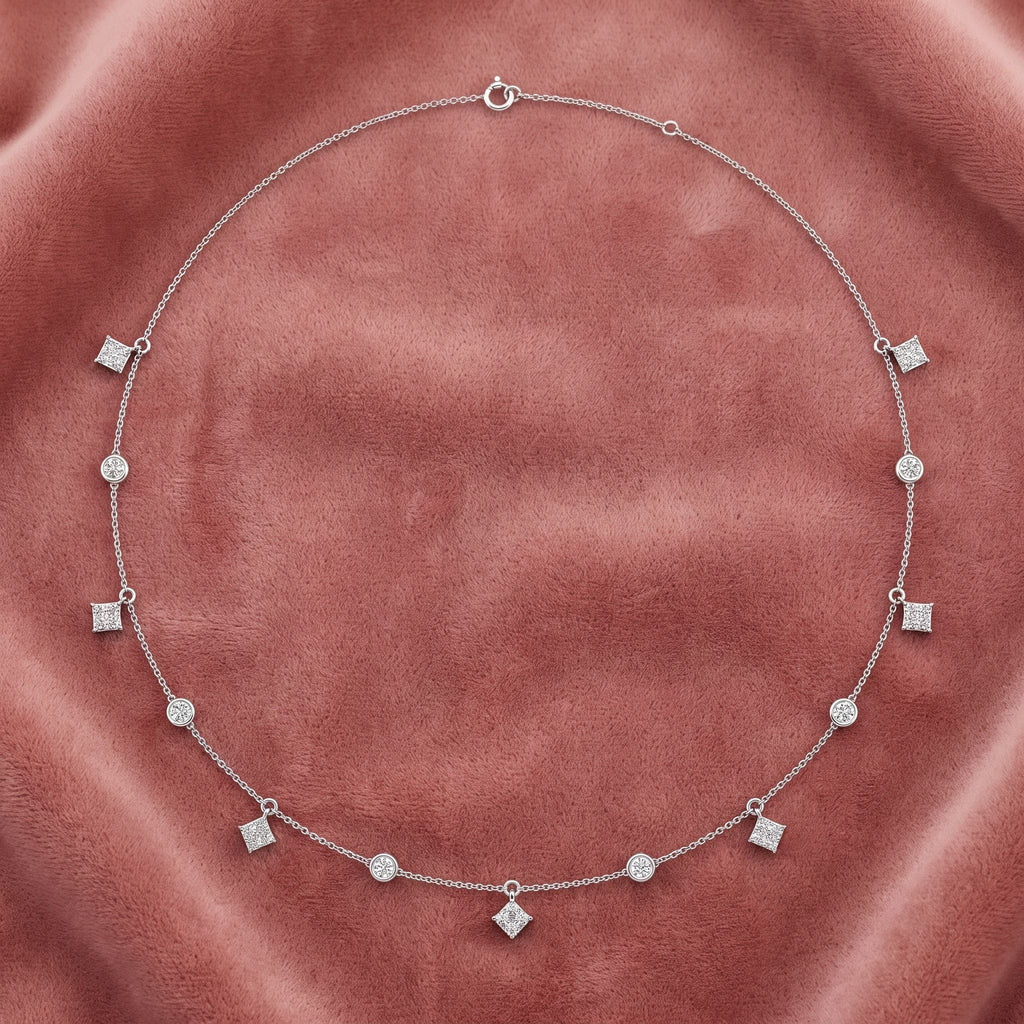 18K Floral Cluster Diamond Necklace — AI cloth, in-house