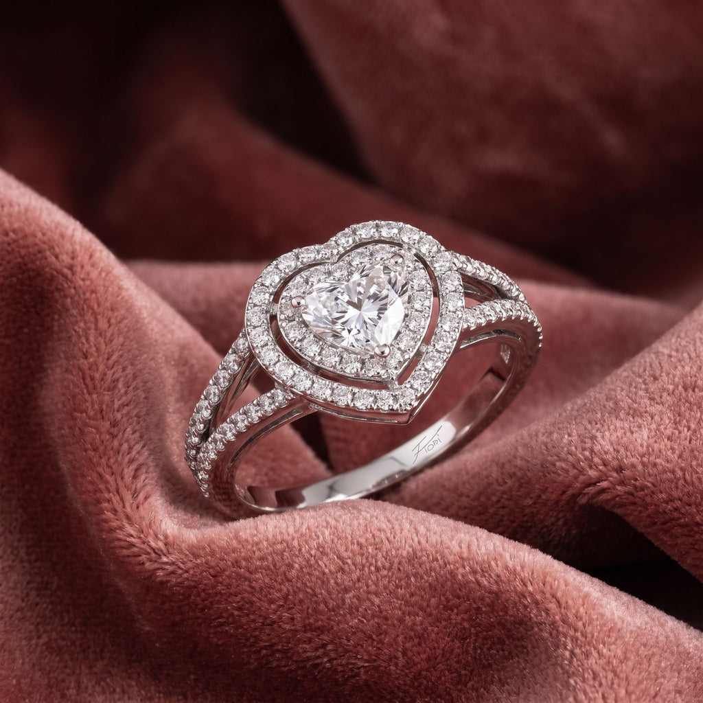 18K Halo Diamond Engagement Ring — AI cloth, in-house