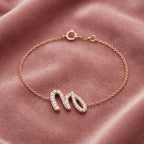 18K Alphabet Round Diamond Bracelet — AI cloth, in-house