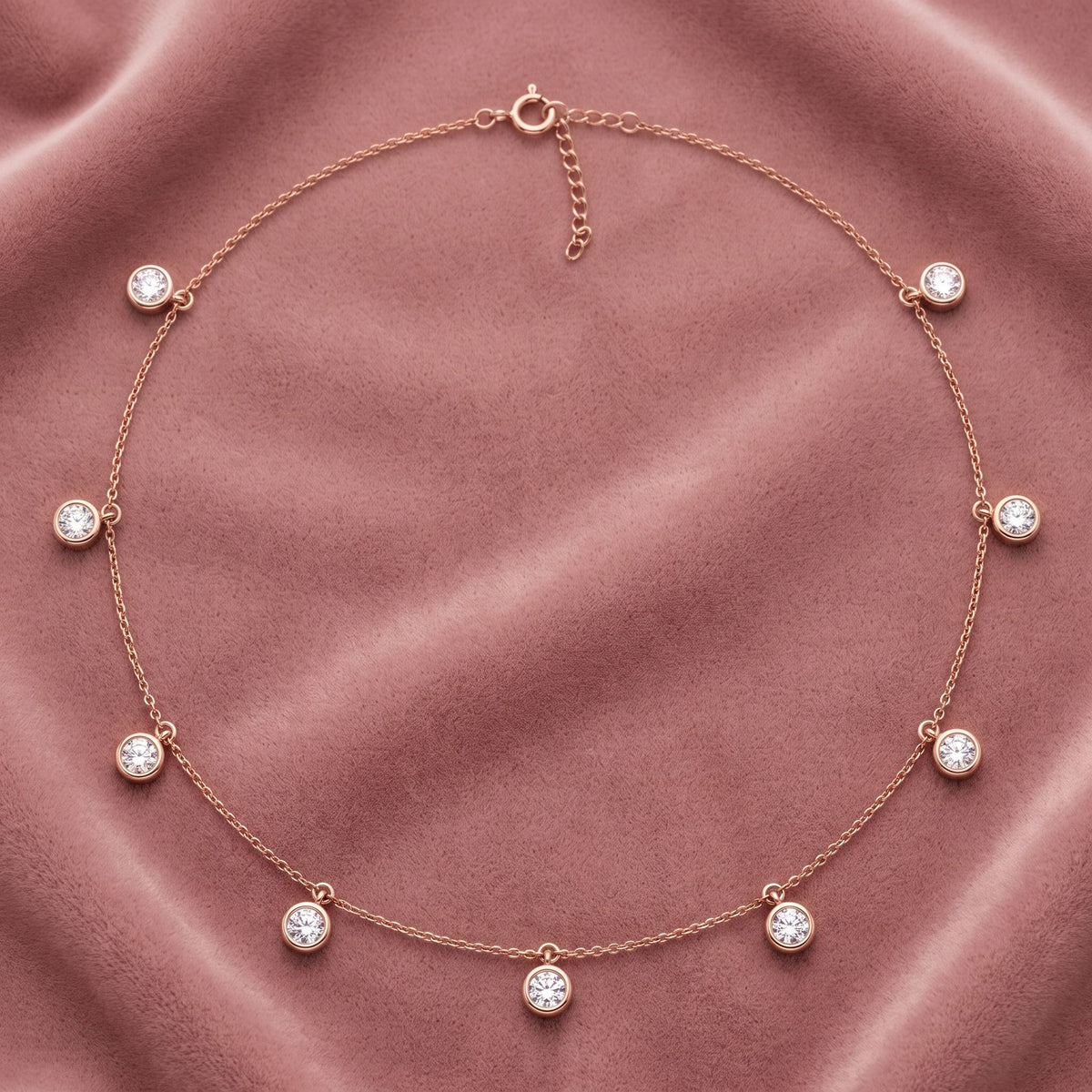 18K Pink and White Diamond Necklace — AI cloth, in-house