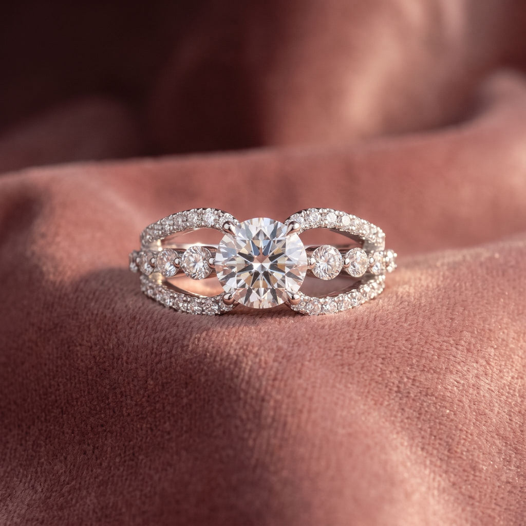 18K Bespoke Round Diamond Ring — AI cloth, in-house