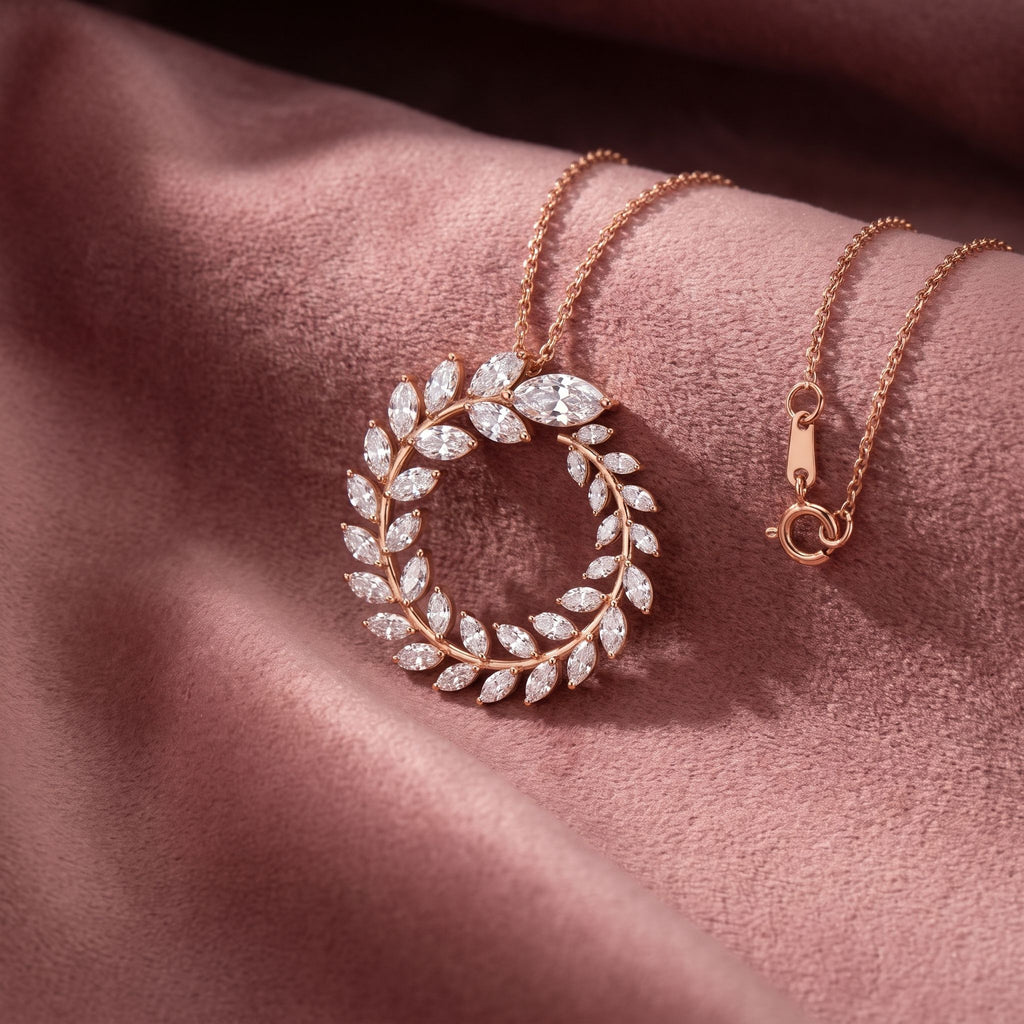 18K Leaf Diamond Pendant — AI cloth, in-house