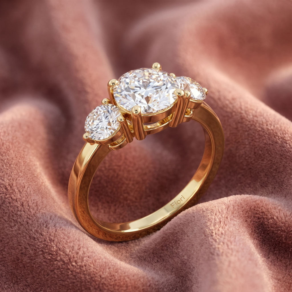 18K Trilogy Diamond Ring — AI cloth, in-house