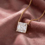 18K Asscher Cut Diamond Pendant — AI cloth, in-house