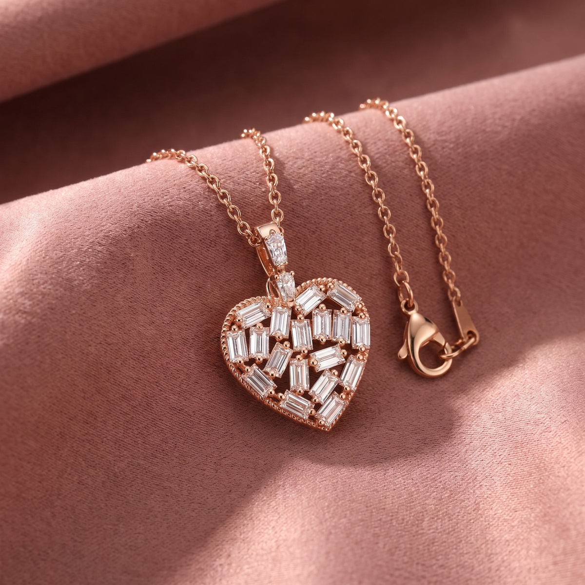 18K Heart Diamond Pendant — AI cloth, in-house