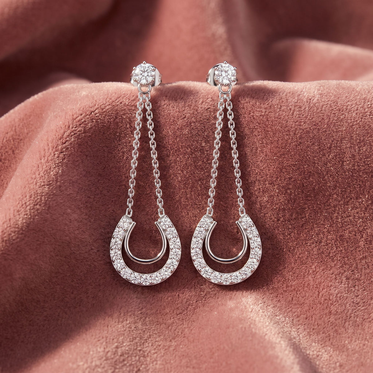 18K Round Pave Diamond Drop Earrings — AI cloth, in-house