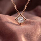 18K Solitaire Princess Diamond Pendant — AI cloth, in-house
