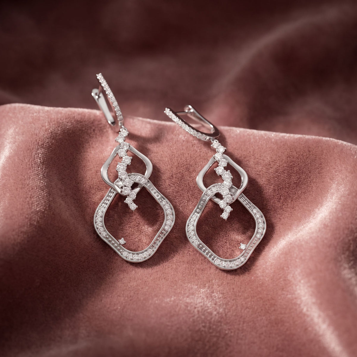 18K Diamond Drop Earrings — AI cloth, in-house