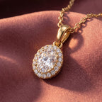 18K Halo Diamond Pendant — AI cloth, in-house