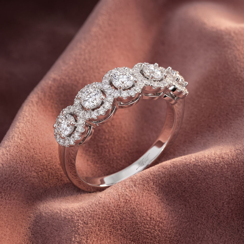 18K Halo Round Diamond Ring — AI cloth, in-house